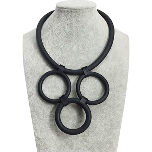 YD&YDBZ New Rubber Leather Ring Pendant Necklace For Women Designer Handmade Clothing Necklace Night Party Choker Jewelry