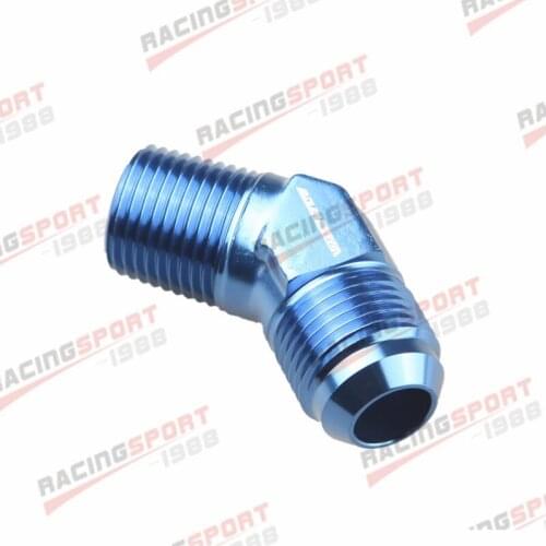 10AN AN-10 Male To 1/2" NPT 45 Degree Flare Adapter Fitting Aluminum Blue