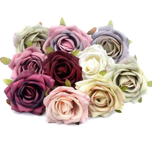 15pcs 7cm European Retro Artificial Silk Rose Flower Head For Wedding Home Decoration Diy Wreath Scrapbook Craft Fake Flower