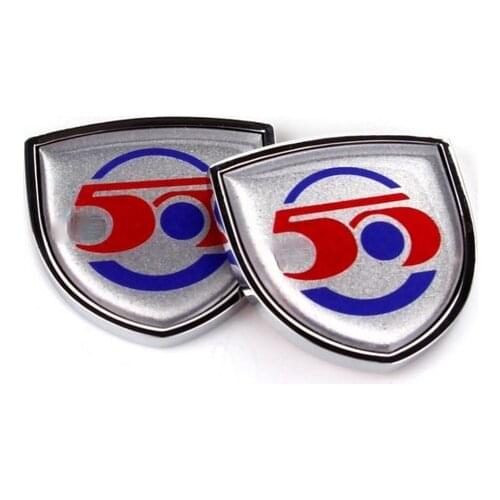 2Pcs 3D The 50th Anniversary of The Auto Trunk Tailgate Emblem Badge Decals Sticker Car Accessories