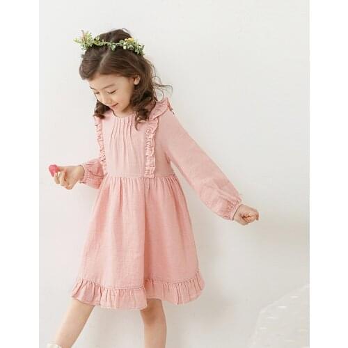 Girls Princess Dress 2020 Spring Autumn Sweet Pink Long Sleeved Children Clothing 0-10Y Costume Kids Casual Birthday Party Dress