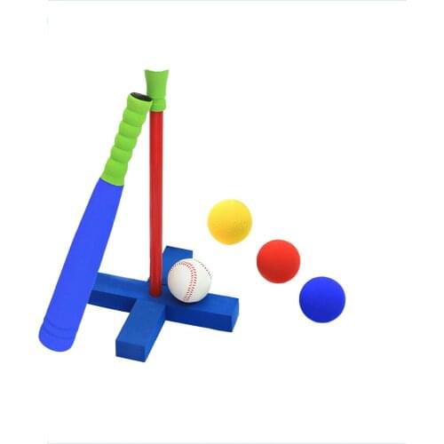 21-Inch Kids Soft Foam T Ball Baseball Set Toy, 4 Different Colored Balls, Bag Included, for Kids over 3 Years Old