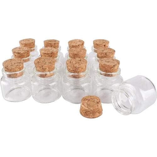 24pcs 30*30*17mm 10ml Mini Glass Wishing Bottles Tiny Jars Vials With Cork Stopper wedding gift