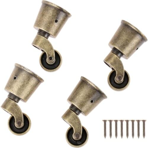 4 PCS or 1 PC Vintage Swivel Round Cup Caster Universal Pulley Wheel Chair Sofa Cabinet Swivel Wheel Caster Furniture Hardware