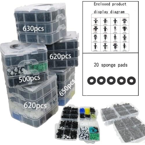650PCS 630PCS 620PCS Universal Boxed Hybrid Car Fastener Clip Tool Door Trim Car Bumper Rivet Fixer Hood Fender Fixing Clip Kit