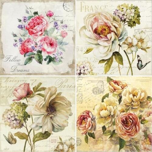 AZQSD Diamond Art Painting Rose Cross Stitch Kits 5D Rhinestones Diamond Embroidery Flower Mosaic Needlework Home Decoration