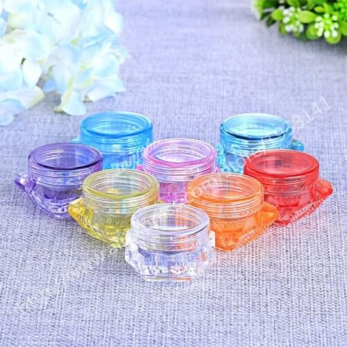 Free shipping 500 x 5g Empty Plastic Diamond Cosmetics Cream Jar colorful cosmetic jars 5ml plastic cosmetic bottle wholesale
