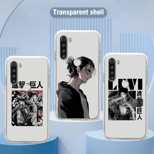 Anime Attack On Titan Phone Case Transparent For Xiaomi Redmi Note 7 7A 8 8T 9 9A 9S 10 K30 Pro Ultra transparent soft cover