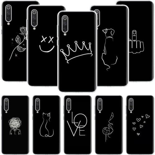 Abstract Line Face Art Dark Phone Case For Xiaomi Mi Note 10 11 9 8 10T 9T CC9 A1 A2 A3 5X 6X Pocophone F1 X3 F2 Pro Lite Coque
