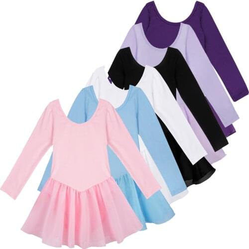 Children Girls Long Sleeve Ballet Dancer Leotard Tutu Dress Gymnastics Dance Clothing Kids Ballerina Dress Dancing Wear Costumes
