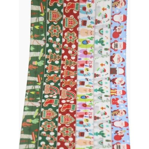 DHK 5/8'' 5yards christmas alpaca printed Fold Elastic FOE stretch ribbon hairbow headwear headband DIY OEM C1851