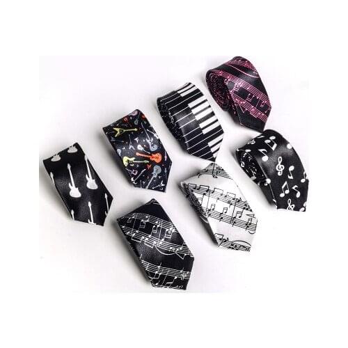 1pcst 5cm Polyester Tie For Men Fashion Necktie Music Tie Concert Piano Musical Note Staff Printed Narrow Tie Free Shipping
