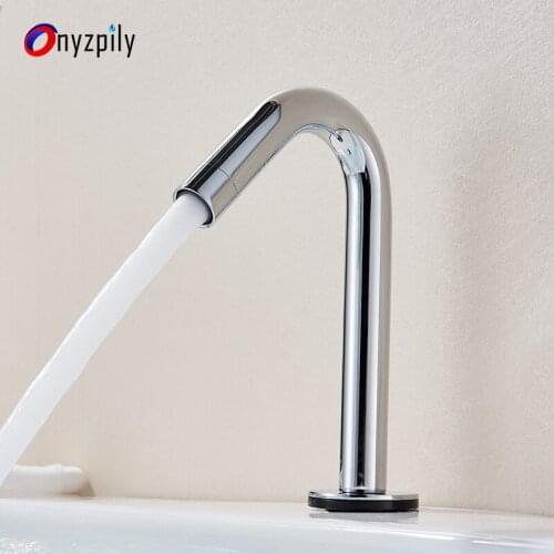 Chrome Basin Faucet Sensitive Touch Control Faucet Brass Lead-Free Touch Bathroom Faucet Cold Smart Sensor Basin Tap Modern