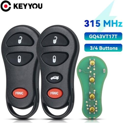 KEYYOU 5X GQ43VT17T For Dodge Jeep fit Chrysler Concorde 300M 2001-2004 Remote Car key Keyless key 3/4 BT 315Mhz GQ43VT17T
