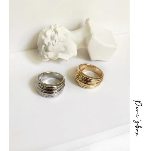 PerisBox 4 Designs Irregular Croissants Rings Chunky Circle Geometric Rings for Women Textured Minimalist Rings 2020 Jewelry