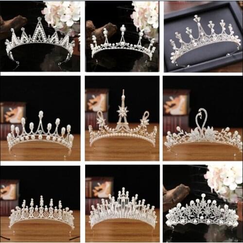 Wedding Crown Bridal Headpiece Hair Accessories Pearl Bridal Crowns Tiaras Jewelry Rhinestone Bridal Tiara Headband 22 Styles