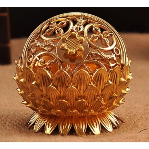 Chinese Style Incense Burner Lotus Shape Zinc-copper Alloy Incense Burner Mini Sandalwood Censer Home Decor Incense Burners