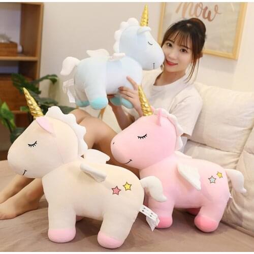 1pc 30/43/52CM kawaii Unicorn with Wings Plush Toys Cartoon Stuffed Soft Animal Unicorn Pillow Cute Dolls for Girls Present