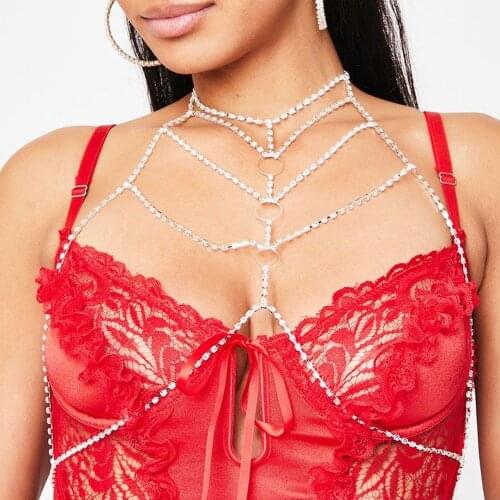 Fashion Sling Multi-layer Rhinestone Chain Article Chest Chain Sexy Personality Nightclub All-match Underwear Body Chain Jewelry