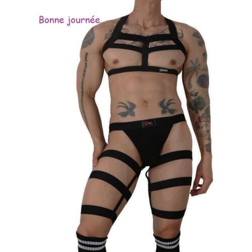 Mens Sexy Bandage Tights Erotic Thongs and G Strings Stockings Gay BDSM Bondage Hollow Sex Lingerie Soft Cotton Sissy Panties