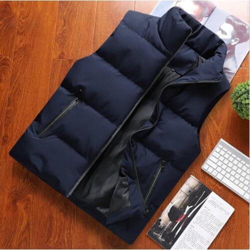 2020 Men' Sleeveless Vest Jackets Winter Fashion Male Cotton-Padded Vest Coats Men Stand Collar Warm Waistcoats Clothing