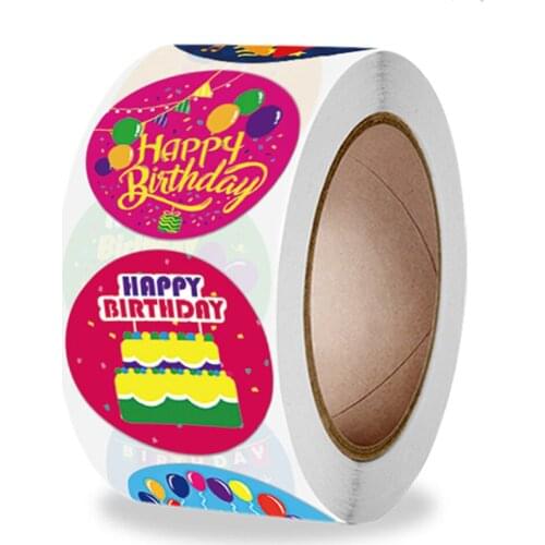 100-500pcs Cute Happy Birthday Stickers Birthday Gift Decoration Tag Sealing Label Kids toys Gift Package Scrapbooking Stickers