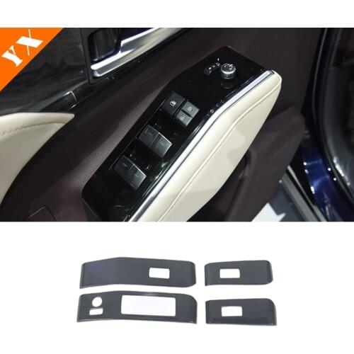 Stainless Black For Toyota Highlander Kluger 2021+ interior Accessories Car armrest Window glass lift switch decor sticker cover