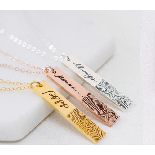 Stainless steel customized real name fingerprint Necklace Love Gift Mens personalized fingerprint stereo Necklace
