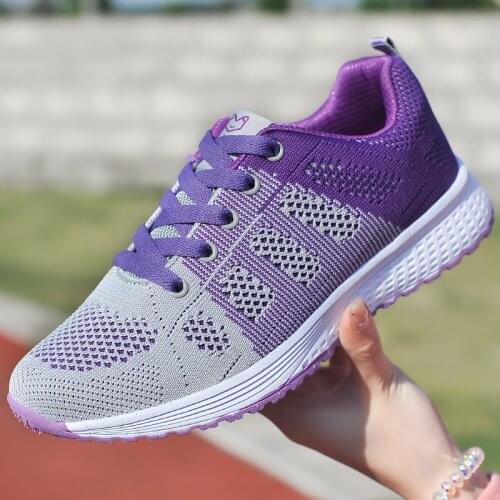 2021 New Fast Delivery Women Casual Shoes Fashion Breathable Walking Mesh Lace Up Flat Shoes Sneakers Women Tenis Feminino