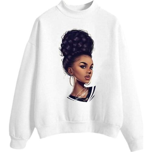 SUNOWE New Arrival 2021 Melanin Poppin Hoodies Women Clothing Beautiful Black Curly Hairs Girl Printed Sweatshirt