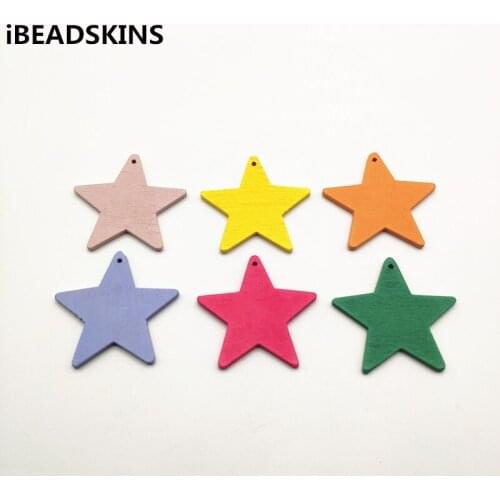 New arrival! 38x37mm 100pcs/lot Environmental Paint star-shape Wood charm For Earring parts Earring handmade jewelry making