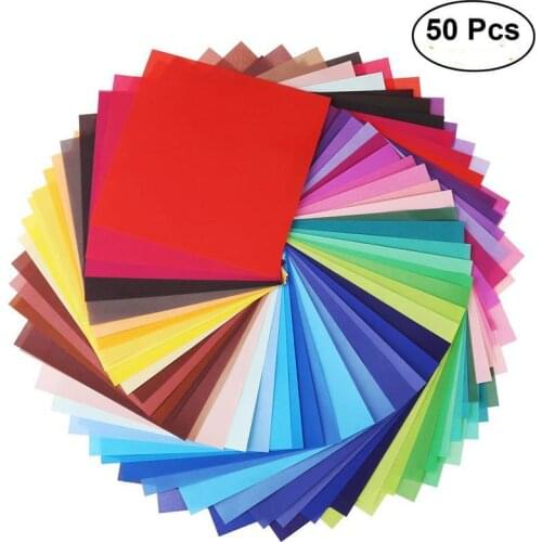 50 Sheets Vivid Colors Single Sided Origami Paper Square Sheet for Arts and Crafts Projects