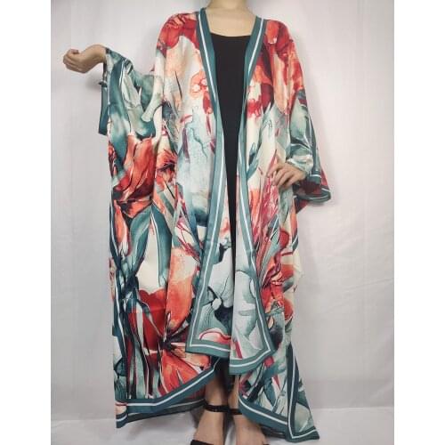 Causal Printed Moroccan Batwing Abaya Dubai Kimono Femme Musulmane Turkey Muslim Cardigan Oman Summer Caftan Clothing