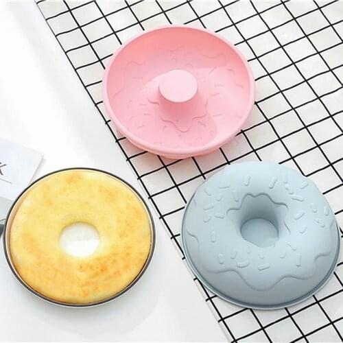 1 Pcs Donut Silicone Cake Mold For Doughnut Blue Pink Cake Bread Cupcake Cheesecake Cornbread Brownie Pudding Candy Moulds