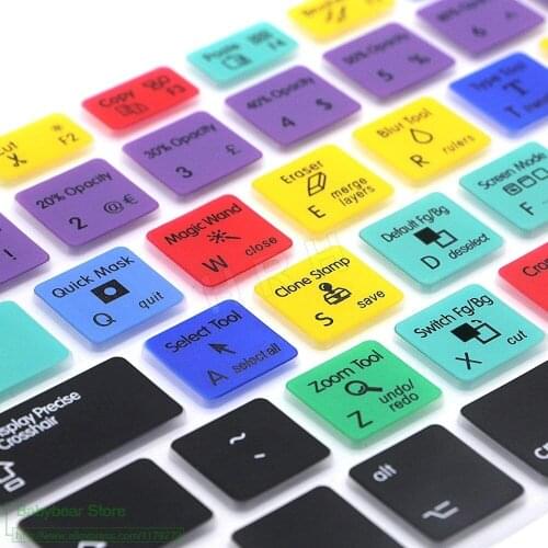 Silicone Skin Keyboard Cover Photoshop Ps Functional Hotkey Shortcuts For Old Macbook Pro 13 15 Euro Eu Us For Macbook Air 13.3