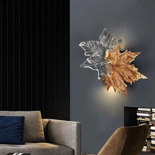 Modern Minimalist Maple Leaf Crystal Wall Lamp Bedroom Wall Lamp Decoration Background Wall Lamp Indoor Lighting Wall Decor