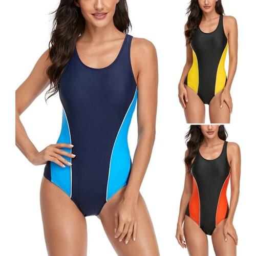 Sports One Piece Swimsuit Patchwork Swimwear Women 2021 Competition Swimming Suits for Women Racerback Beachwear