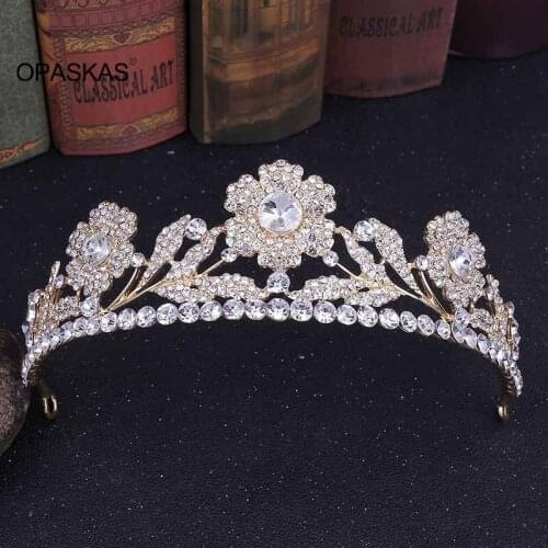 Bridal Wedding Gold Rose Red Rhinestone Hair Tiara Headband Crown Hair Accessories PT