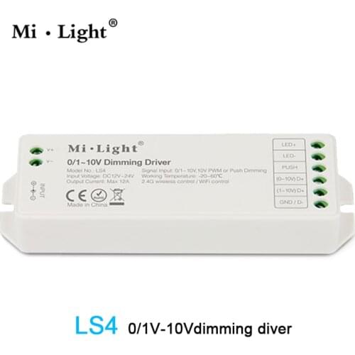 Milight LS4 0/1~10V led Dimming Driver PWM or Push Dimming Signal Input led controller for single color led strip