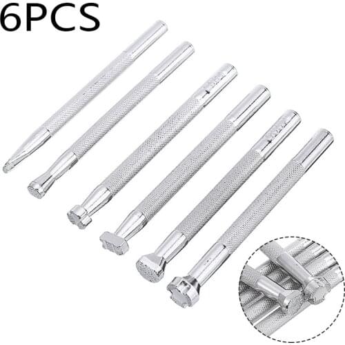 6Pcs Embossing Beveler Steel Leather Carving Stamp Hammer Tool Manual DIY Leathercraft Embossing Beveler Hand Tools Kits