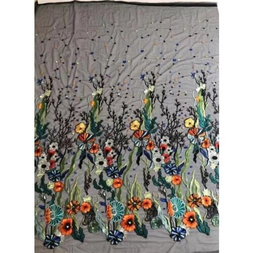 Three dimensional water-soluble seaweed mesh embroidered lace fabric embroidered fabric