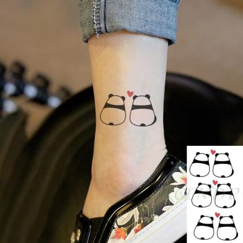 Waterproof Temporary Tattoo Stickers Panda Love Heart Cute Fake Tatto Flash Tatoo Neck Hand Back Foot Body Art for Women Men