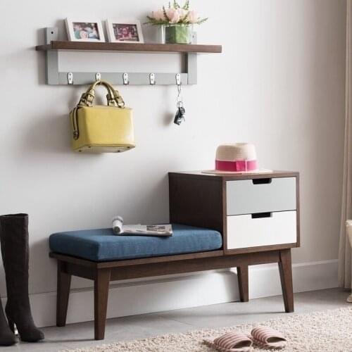 Drawer Bench Shoe Rack Squares Door Fabric Cabinets Household Shoe Organizer Solid Wood Entrance Bench Muebles Livingroom HX50XG