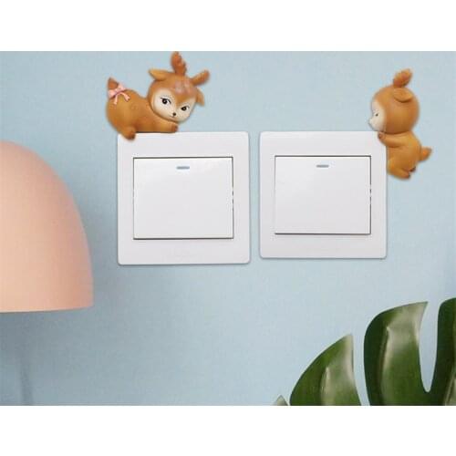 Japanese Cartoon Stickers on The Wall Sleeping Deer Baby Switch Sticker Creative Home Resin Decoration Children Room Decor