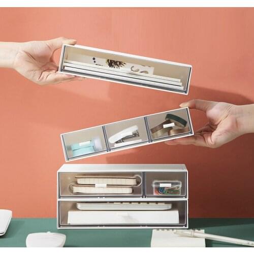 Drawer Storage Box Plastic File Sundries Rack Cosmetic Cabinet Storage Storage Box Desktop Makeup Storage Box Stackable