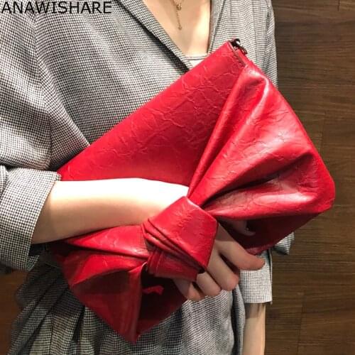 ANAWISHARE Women Leather Handbag Bow Day Clutches Crossbody Bag For Women Shoulder Bag Bolsa Feminina Bolsos Mujer