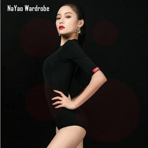 2021 New L1151 Latin Dance Dress Women Bodysuit Half Sleeve O Neck Tops Ballroom Tango Chacha Dancing Performamnce