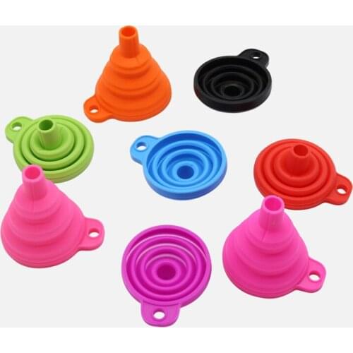 1pcs Mini Foldable Funnel Silicone Collapsible Funnel Folding Portable Funnels Be Hung Household Liquid Dispensing Kitchen Tools
