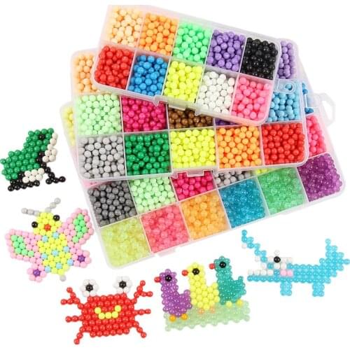 2019 Water Beads 24 Colors Toy Perler Pegboard Set Fuse Jigsaw Puzzle Water Beadbond Educational DIY Toys For Children New