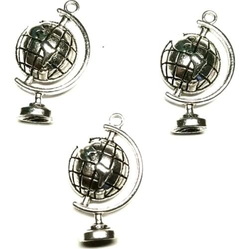 5pcs Antique cute globe Travel earth charms Pendant For Jewelry Accessories DIY Making Wholesale 17x28mm